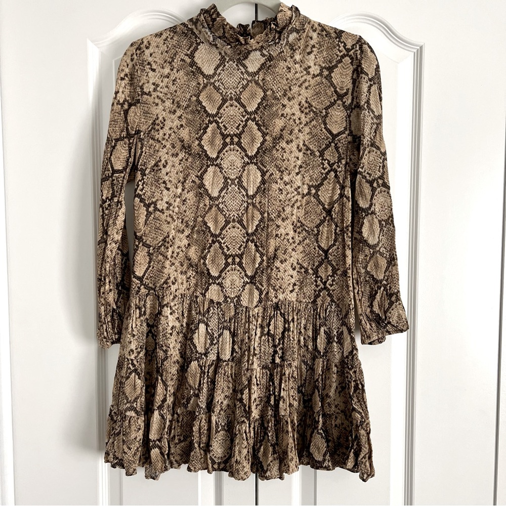 Zara Snakeskin Print Mini Dress Size:M